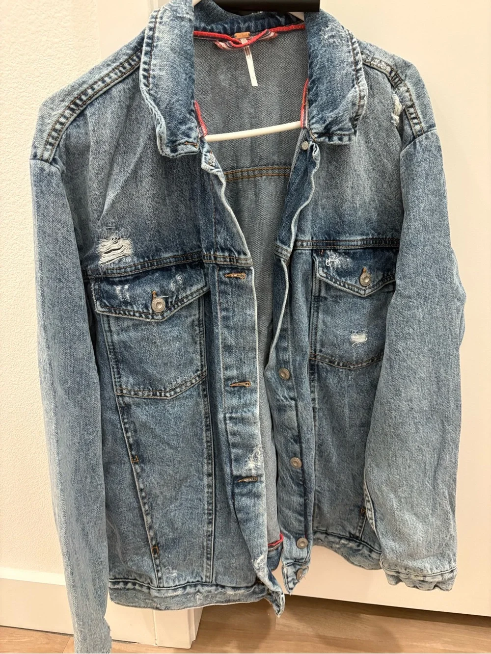Free People Distressed Denim Jean Jacket *Read*
